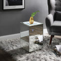 ACME 97704 Nyoka Accent Table with LED, Mirrored & Faux Gems
