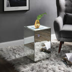 ACME 97704 Nyoka Accent Table with LED, Mirrored & Faux Gems