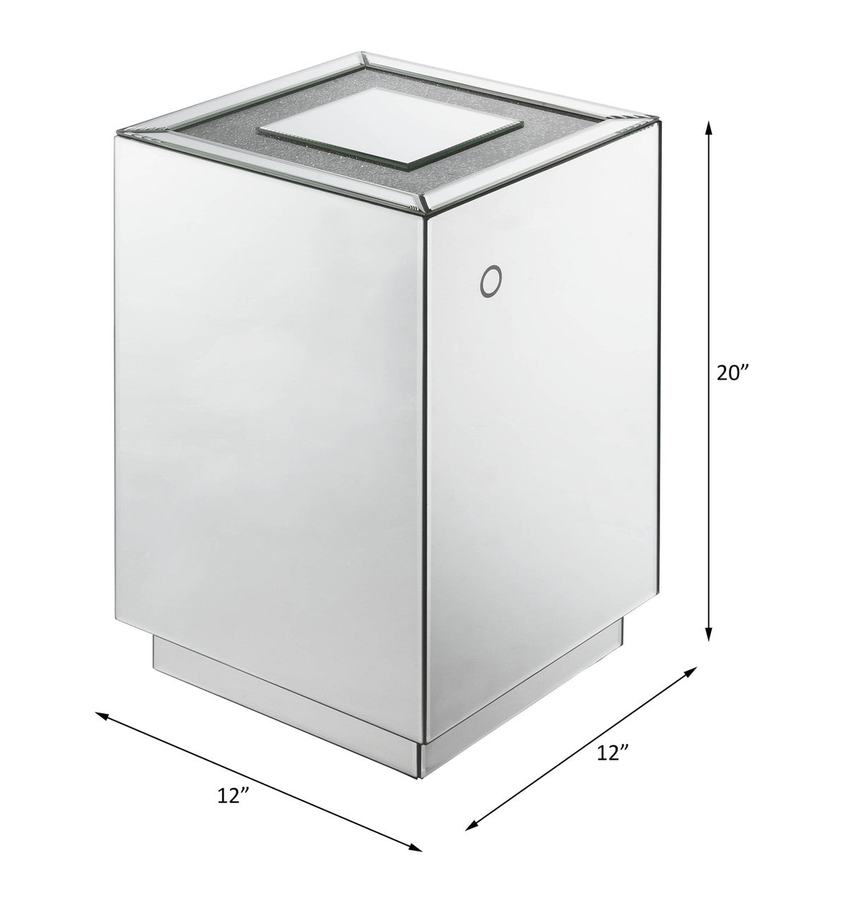 ACME 97704 Nyoka Accent Table with LED, Mirrored & Faux Gems