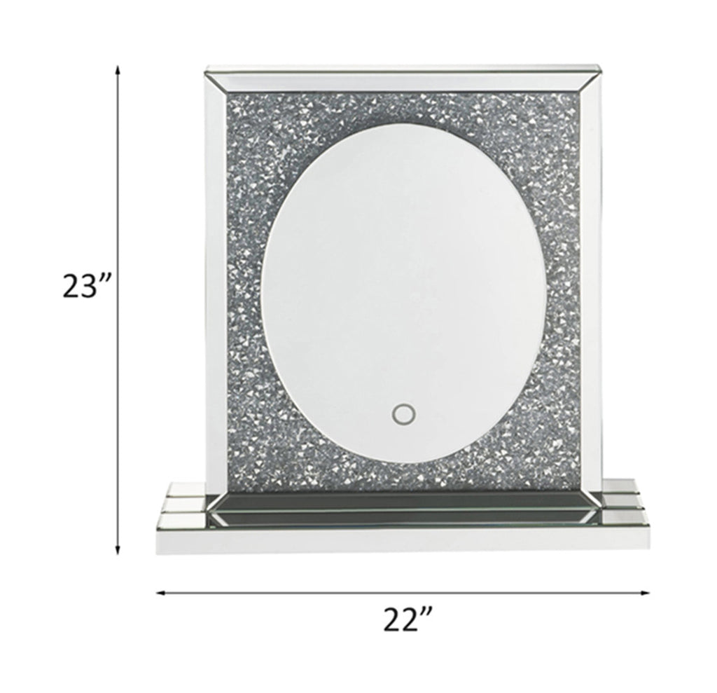 ACME 97707 Noralie Accent Decor with LED, Mirrored & Faux Diamonds