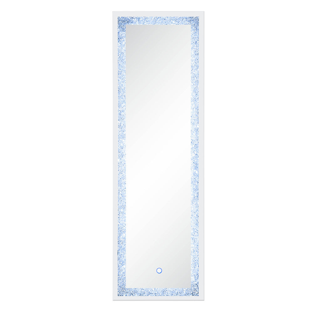 ACME 97713 Noralie Floor Mirror with LED, Mirrored & Faux Diamonds