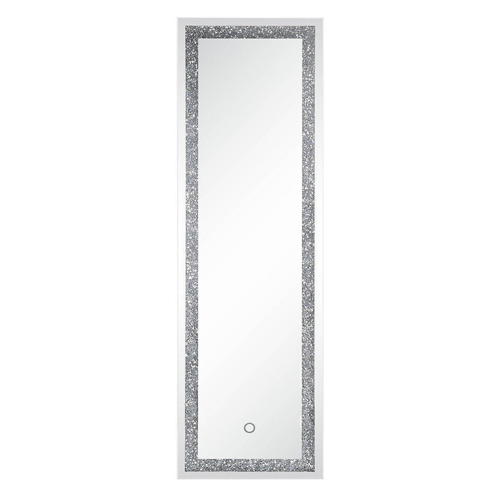 ACME 97713 Noralie Floor Mirror with LED, Mirrored & Faux Diamonds