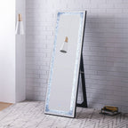 ACME 97713 Noralie Floor Mirror with LED, Mirrored & Faux Diamonds