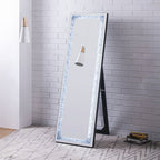 ACME 97713 Noralie Floor Mirror with LED, Mirrored & Faux Diamonds