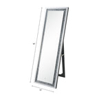 ACME 97713 Noralie Floor Mirror with LED, Mirrored & Faux Diamonds