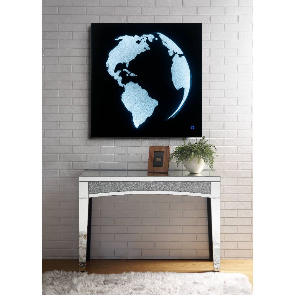 ACME 97718 Adamas Wall Art with LED, Smoky Glass & Faux Crystal