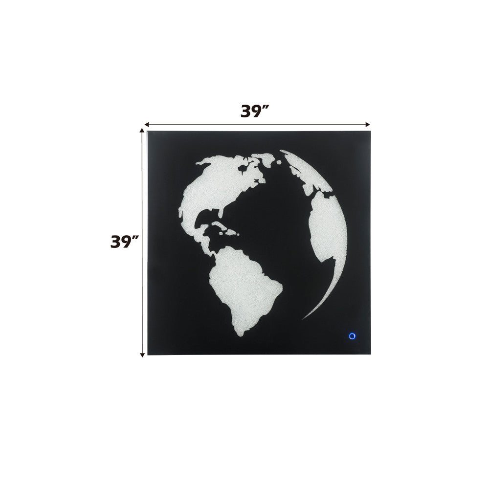 ACME 97718 Adamas Wall Art with LED, Smoky Glass & Faux Crystal