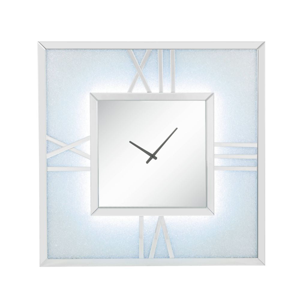 ACME 97730 Noralie Wall Clock with LED, Mirrored & Faux Diamonds