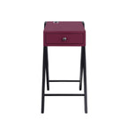 ACME 97737 Fierce Side Table (USB Charging Dock), Burgundy & Black