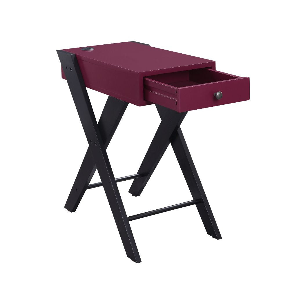 ACME 97737 Fierce Side Table (USB Charging Dock), Burgundy & Black