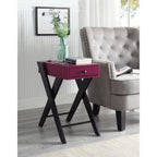 ACME 97737 Fierce Side Table (USB Charging Dock), Burgundy & Black