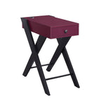 ACME 97737 Fierce Side Table (USB Charging Dock), Burgundy & Black