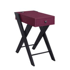 ACME 97737 Fierce Side Table (USB Charging Dock), Burgundy & Black