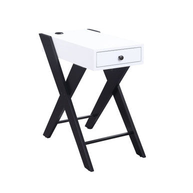 ACME 97738 Fierce Side Table (USB Charging Dock), White & Black