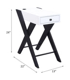ACME 97738 Fierce Side Table (USB Charging Dock), White & Black