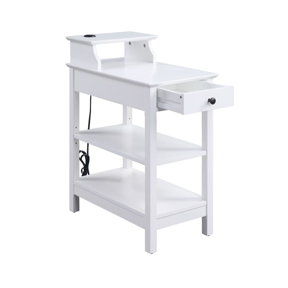 ACME 97740 Slayer Side Table (USB Charging Dock), White