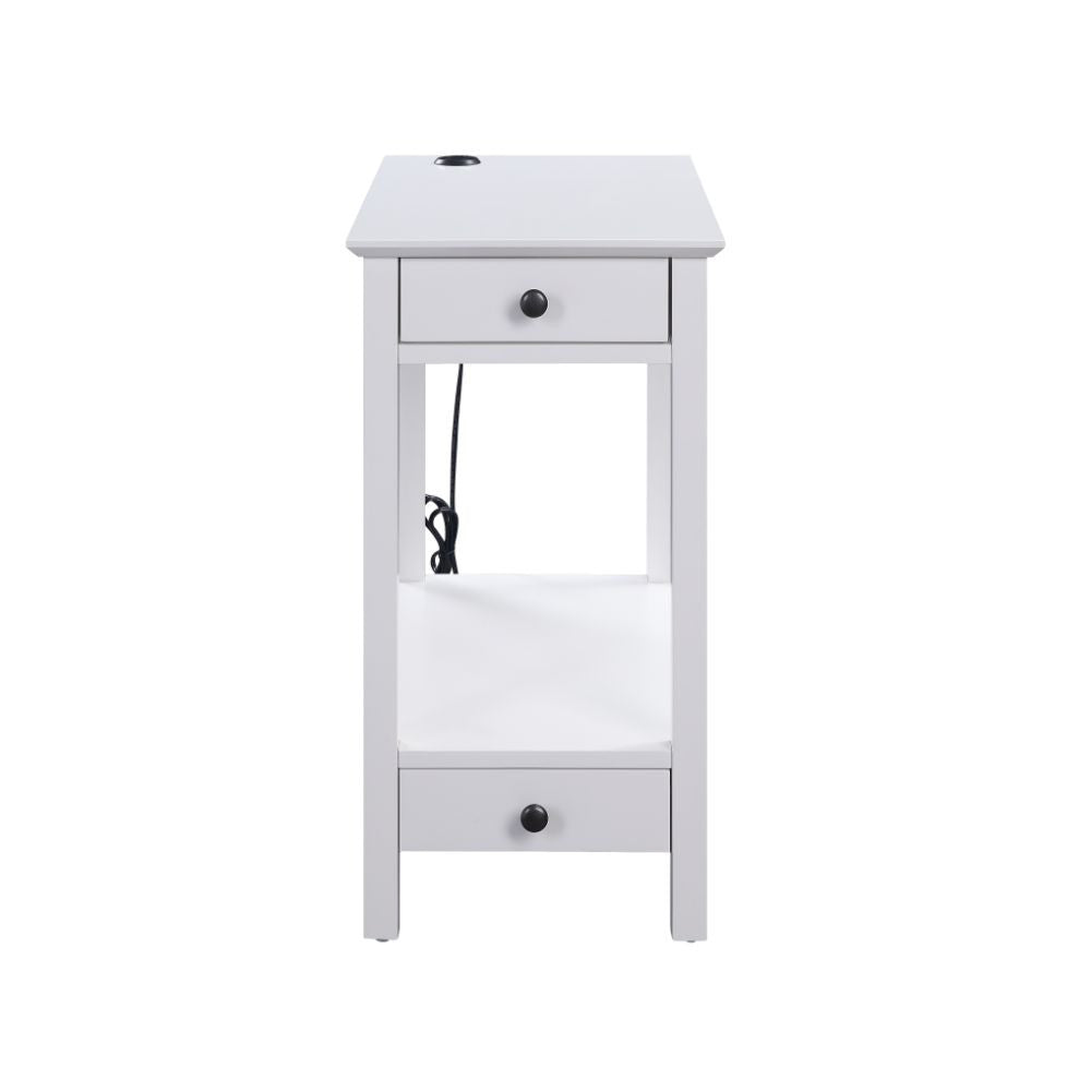 ACME 97741 Byzad Side Table (USB Charging Dock), White