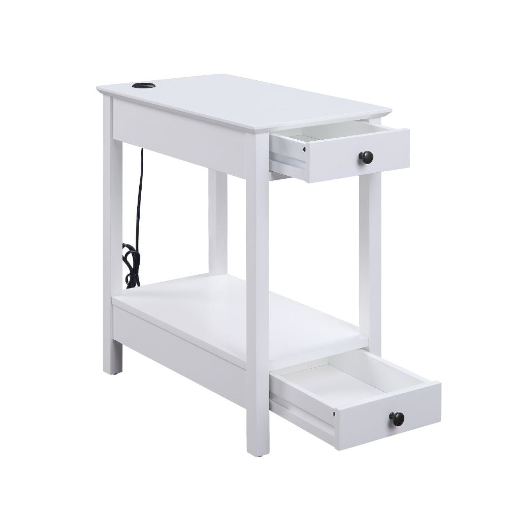 ACME 97741 Byzad Side Table (USB Charging Dock), White