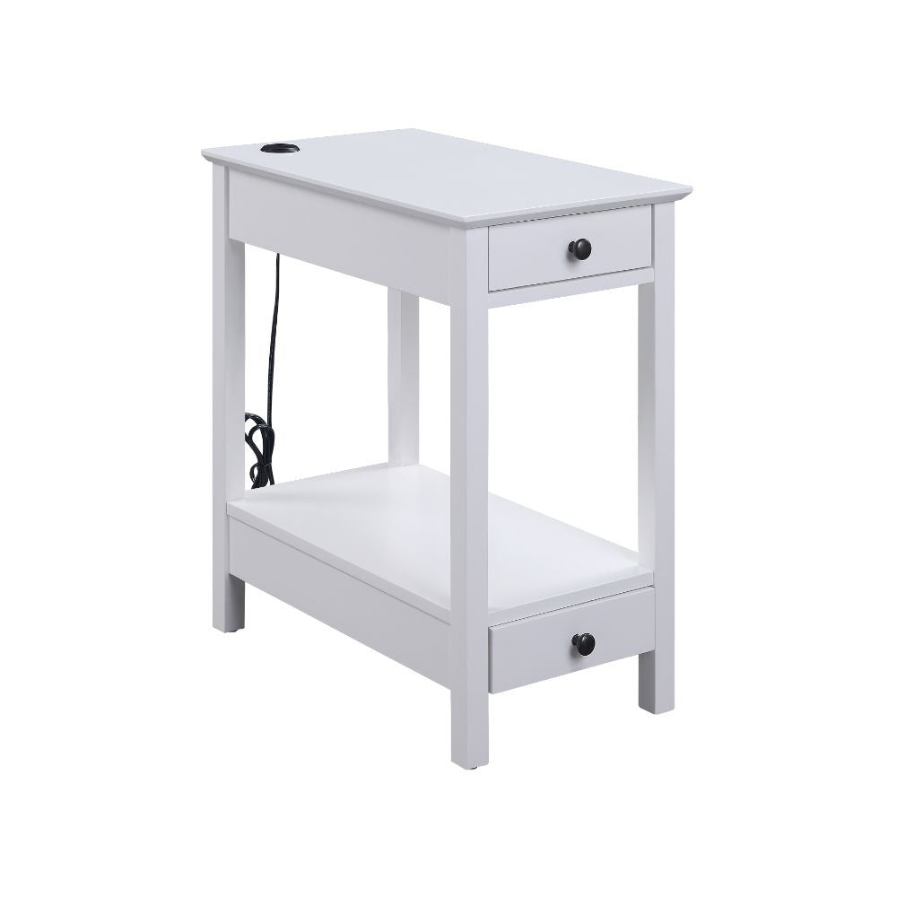 ACME 97741 Byzad Side Table (USB Charging Dock), White