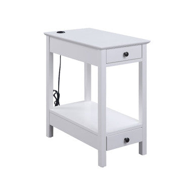 ACME 97741 Byzad Side Table (USB Charging Dock), White