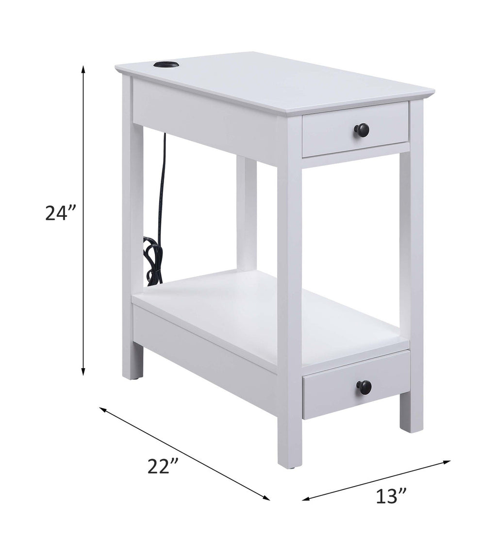 ACME 97741 Byzad Side Table (USB Charging Dock), White