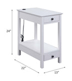 ACME 97741 Byzad Side Table (USB Charging Dock), White