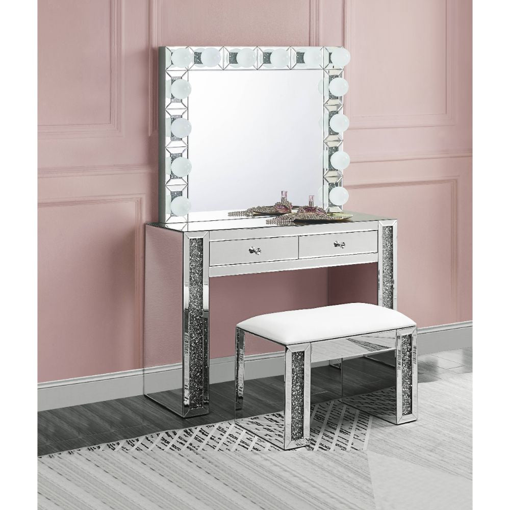 ACME 97746 Noralie Wall Decor (LED), Mirrored & Faux Diamonds