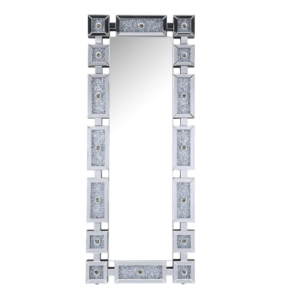 ACME 97756 Noralie Accent Mirror (Floor), Mirrored & Faux Diamonds