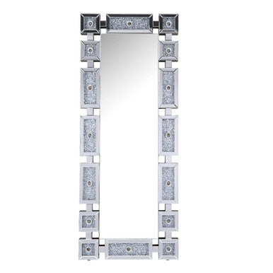 ACME 97756 Noralie Accent Mirror (Floor), Mirrored & Faux Diamonds