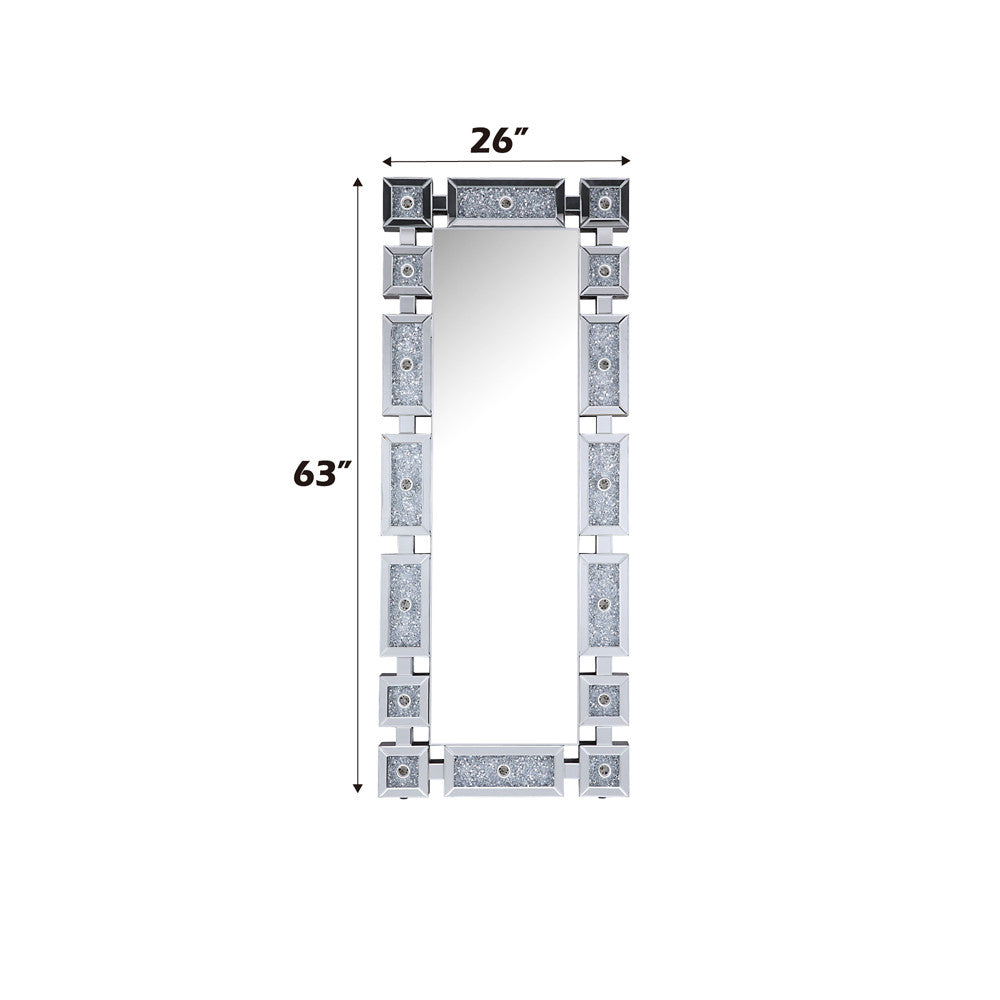 ACME 97756 Noralie Accent Mirror (Floor), Mirrored & Faux Diamonds