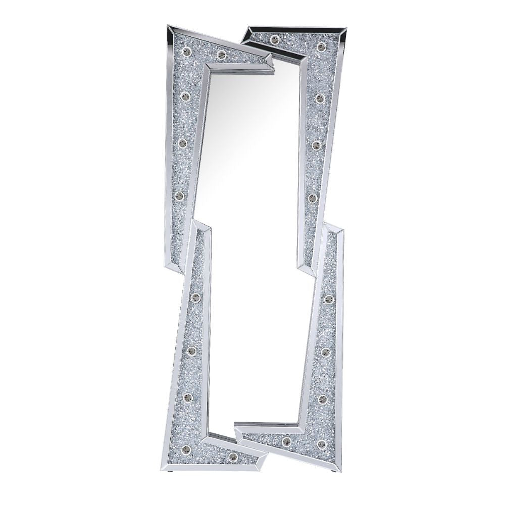 ACME 97757 Noralie Accent Mirror (Floor), Mirrored & Faux Diamonds
