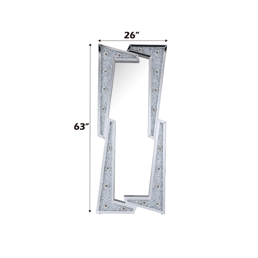ACME 97757 Noralie Accent Mirror (Floor), Mirrored & Faux Diamonds