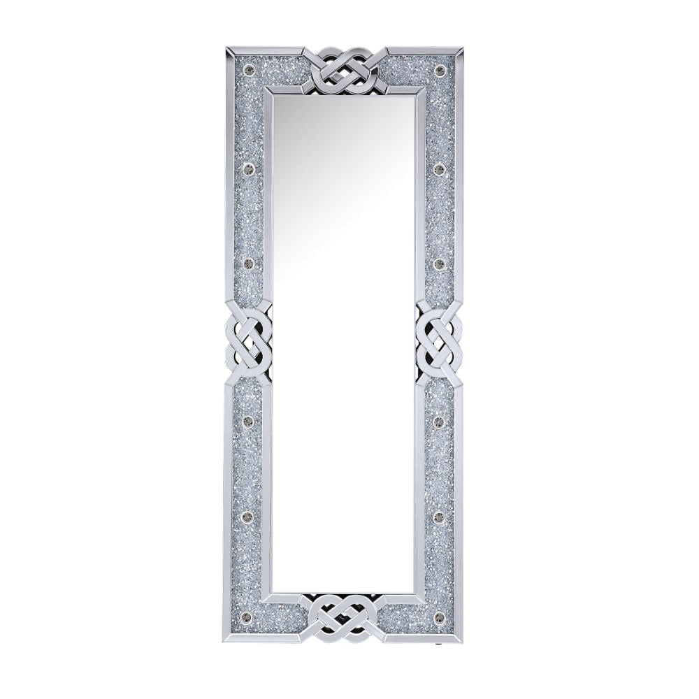 ACME 97758 Noralie Accent Mirror (Floor), Mirrored & Faux Diamonds