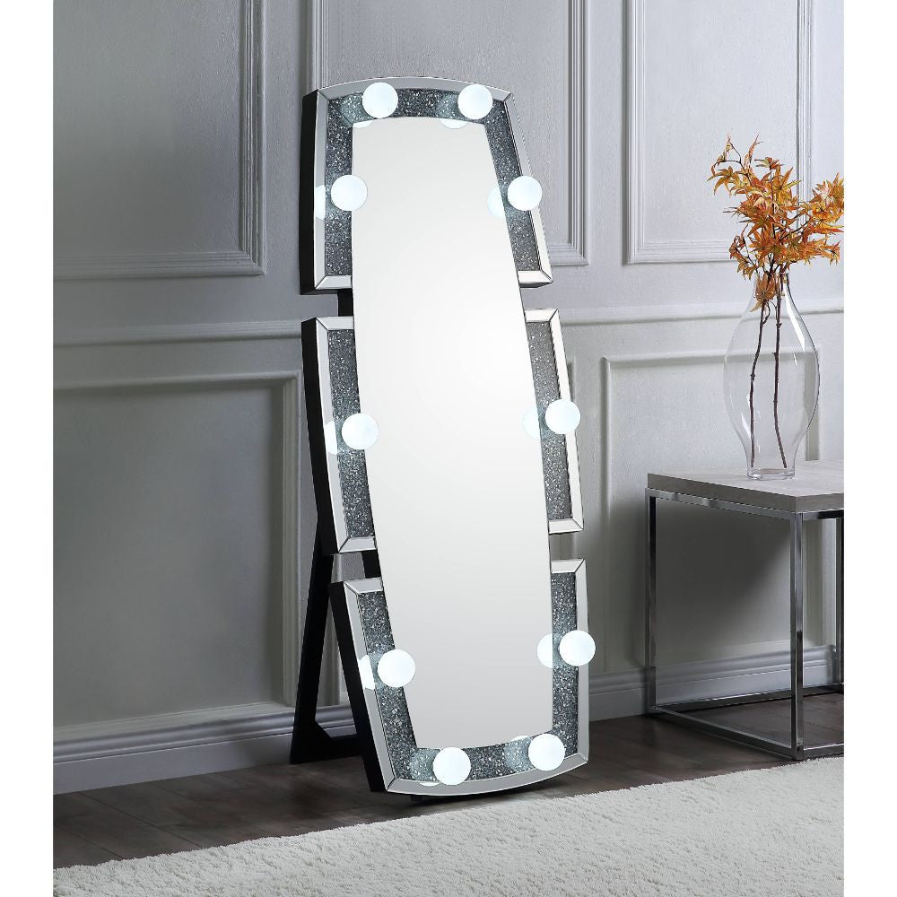 ACME 97759 Noralie Accent Mirror (Floor), Mirrored & Faux Diamonds