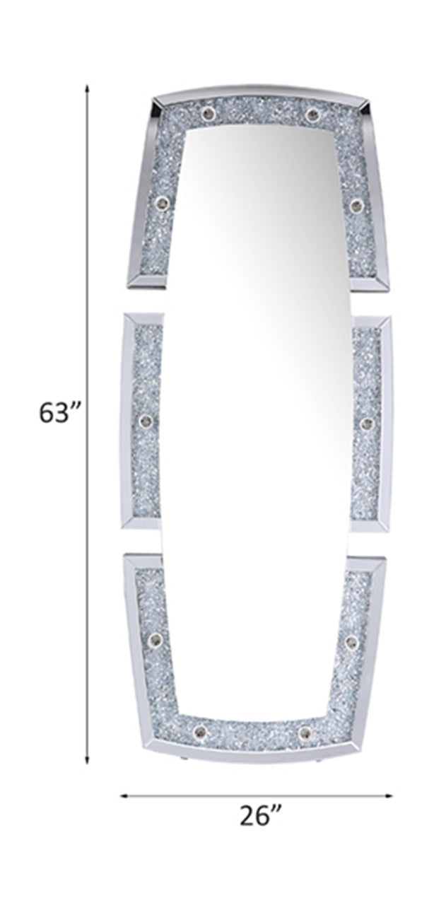ACME 97759 Noralie Accent Mirror (Floor), Mirrored & Faux Diamonds