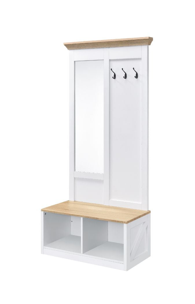 ACME 97830 Melati Hall Tree, Light Oak & White Finish