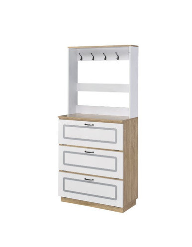 ACME 97834 Hewett Shoe Cabinet, Light Oak & White Finish