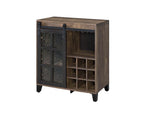 ACME 97836 Treju Wine Cabinet, Obscure Glass, Rustic Oak & Black Finish