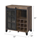 ACME 97836 Treju Wine Cabinet, Obscure Glass, Rustic Oak & Black Finish