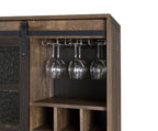ACME 97836 Treju Wine Cabinet, Obscure Glass, Rustic Oak & Black Finish
