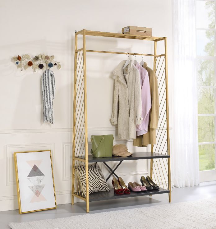 ACME 97850 Pahor Hall Tree, Gold & Black Finish