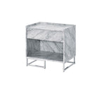 ACME 97865 Azrael Accent Table, White Printed Faux Marble & Chrome Finish