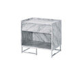 ACME 97865 Azrael Accent Table, White Printed Faux Marble & Chrome Finish