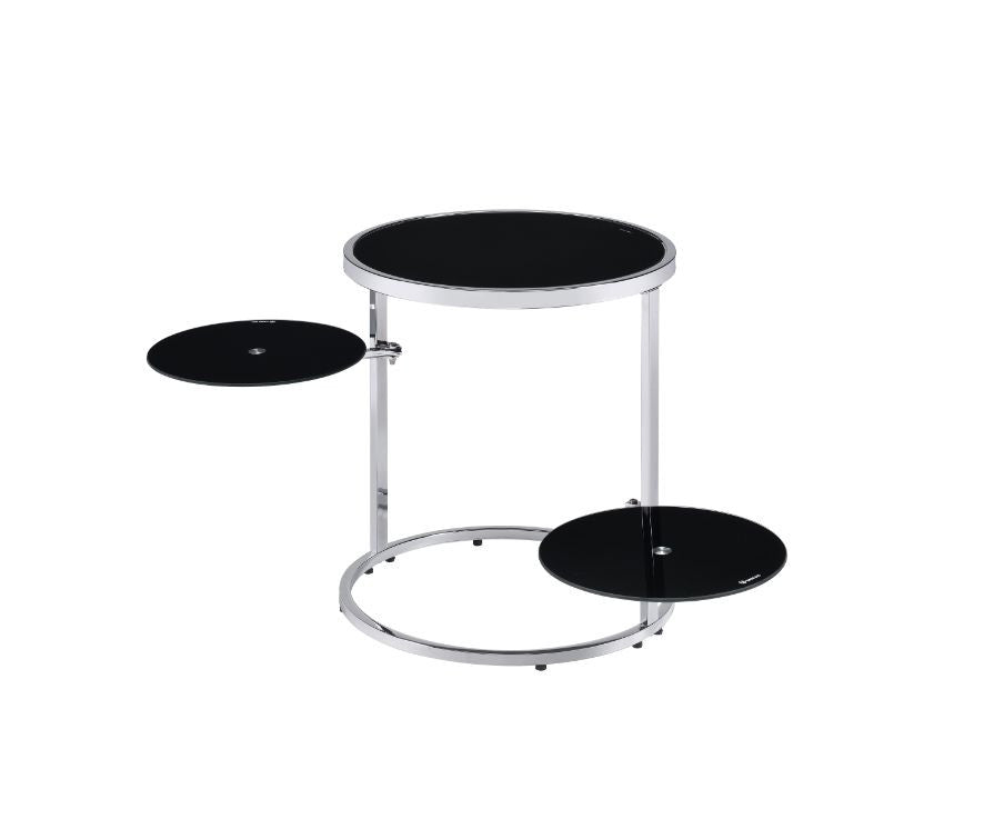 ACME 97879 Lynch Side Table, Black & Chrome Finish