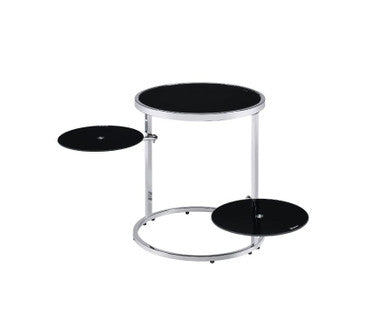 ACME 97879 Lynch Side Table, Black & Chrome Finish
