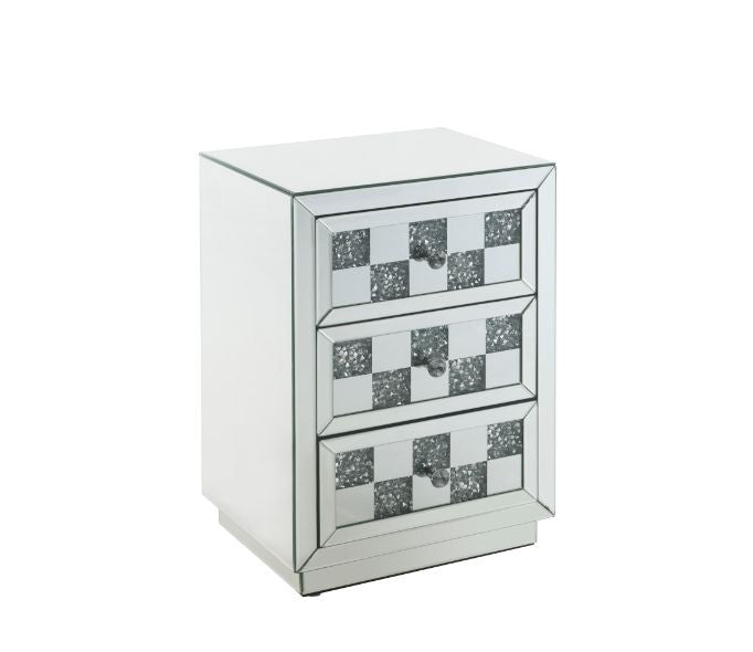 ACME 97930 Noralie Accent Table, Mirrored & Faux Diamonds