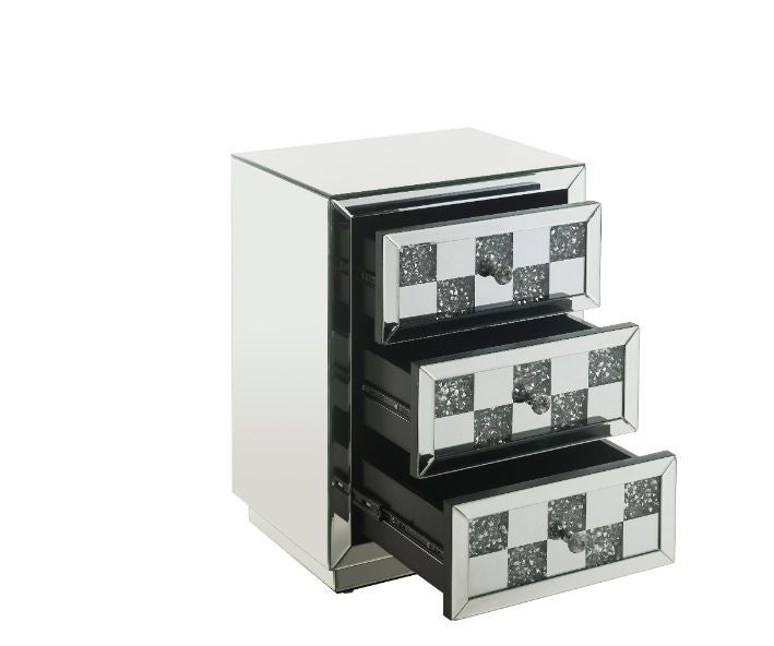 ACME 97930 Noralie Accent Table, Mirrored & Faux Diamonds