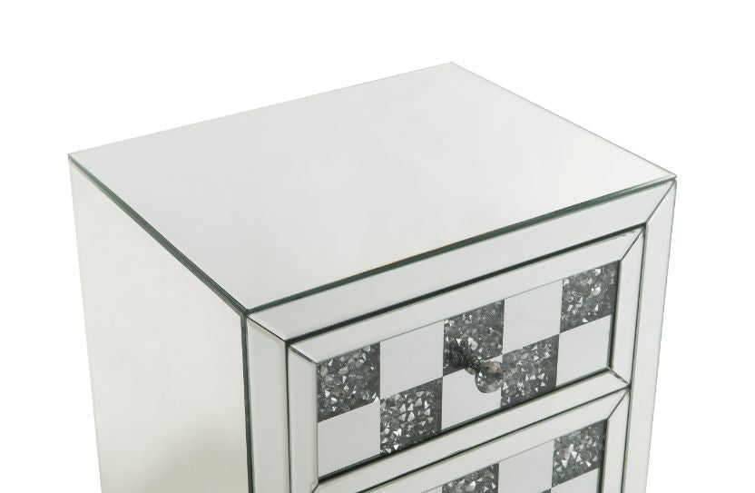 ACME 97930 Noralie Accent Table, Mirrored & Faux Diamonds