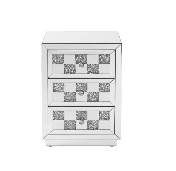 ACME 97930 Noralie Accent Table, Mirrored & Faux Diamonds