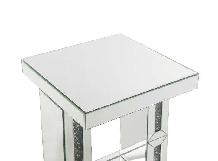 ACME 97933 Noralie Accent Table, Mirrored & Faux Diamonds